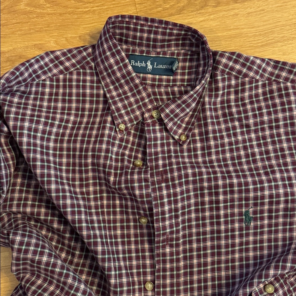 Polo Ralph Lauren Mens Plaid Oxford Shirt Size L pre-loved